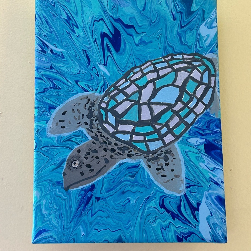 Original “Under The Sea” Acrylic Painting 9x12 Ocean Lovers And Sea Turtles